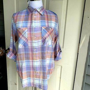 Lauren Ralph Lauren 100% plaid cotton blouse L